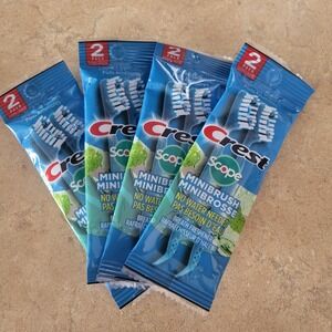4 - 2 Pack Crest Scope Mini disposable Toothbrushes With Toothpaste‎ Travel